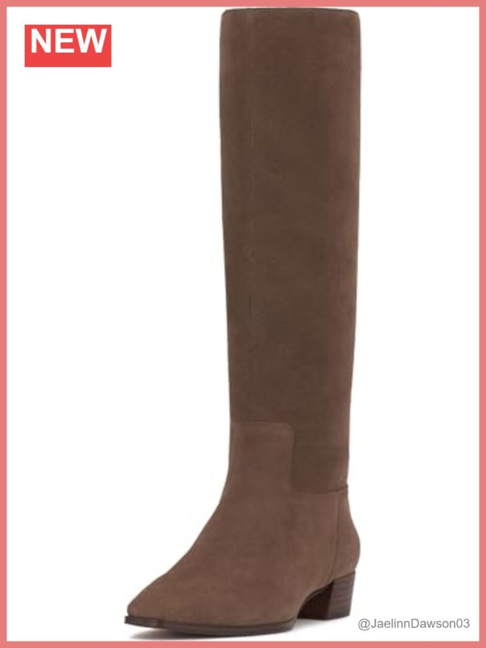 Vince Camuto Suede Knee High Boots Pointed Toe Stacked Heel